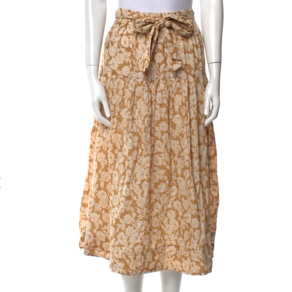 THE GREAT. Highland Skirt in Oat Wild Brush Floral - Picture 2 of 4